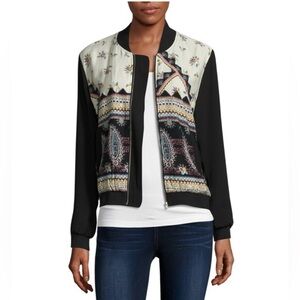 Society Girl Black Floral Paisley Bomber
Lightweight Size L Jacket
